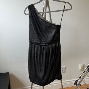 BRAND NEW WITH TAGS Armani Exchange one shoulder black textured dress US 0